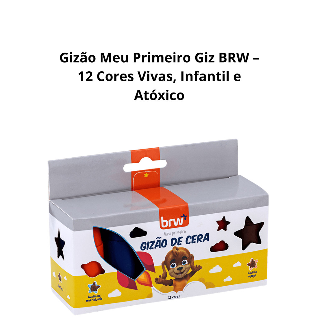 Gizão Meu Primeiro Giz  – 12 Cores Vivas, Atóxico / Infantil BRW