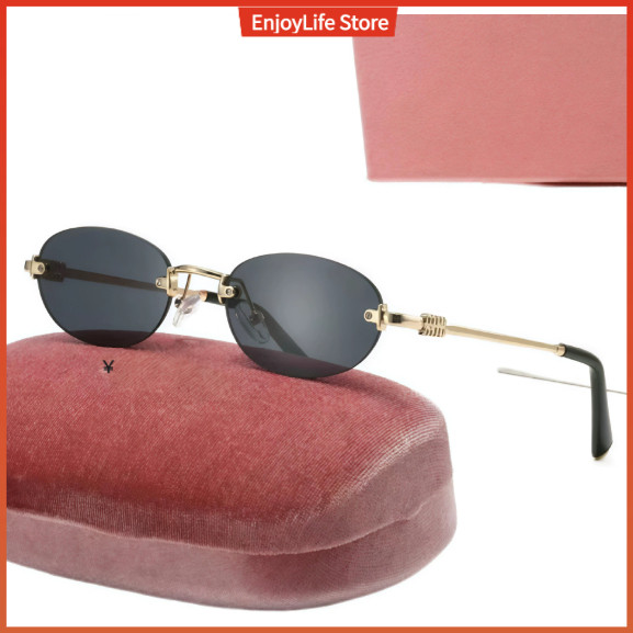Óculos de Sol Masculinos de Metal de Luxo, Moldura Oval, Marca Personalizada, Óculos de Proteção Solar, Óculos de Sol UV