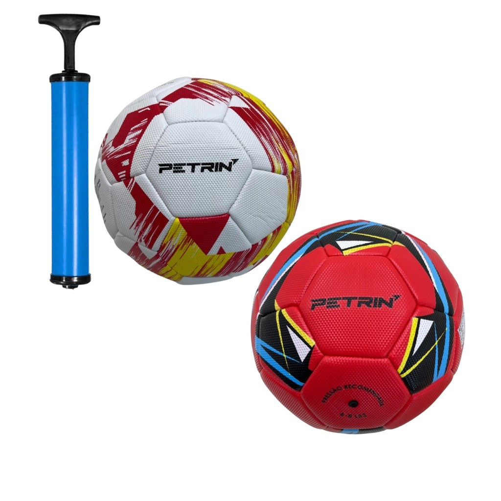 kit 2 Bola De Futebol Campo Couro sintetico brinquedo infantil para criança n°5 com bomba de encher