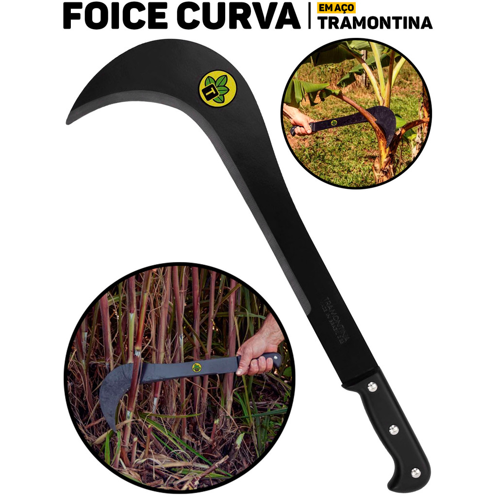 Foice Foicinha Metálica Curva Tramontina Cabo Plástico Resistente Ferramenta P/ Corte E Poda De Mato em Oferta na Shopee