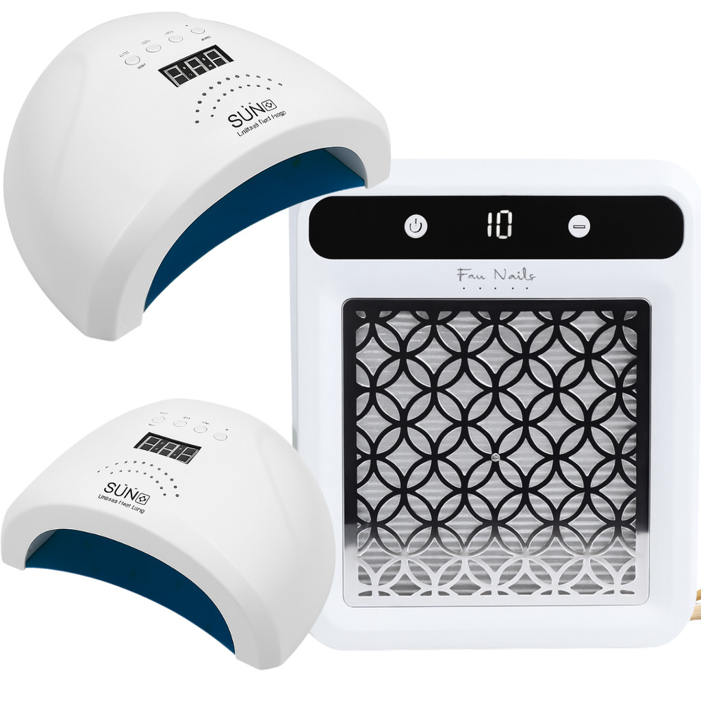 Kit Coletor Sugador Grelha Aspirador de Pó para unhas de gel +2 Cabine Sun 1s Led/uv 48w Branca para esmalte gel Poligel