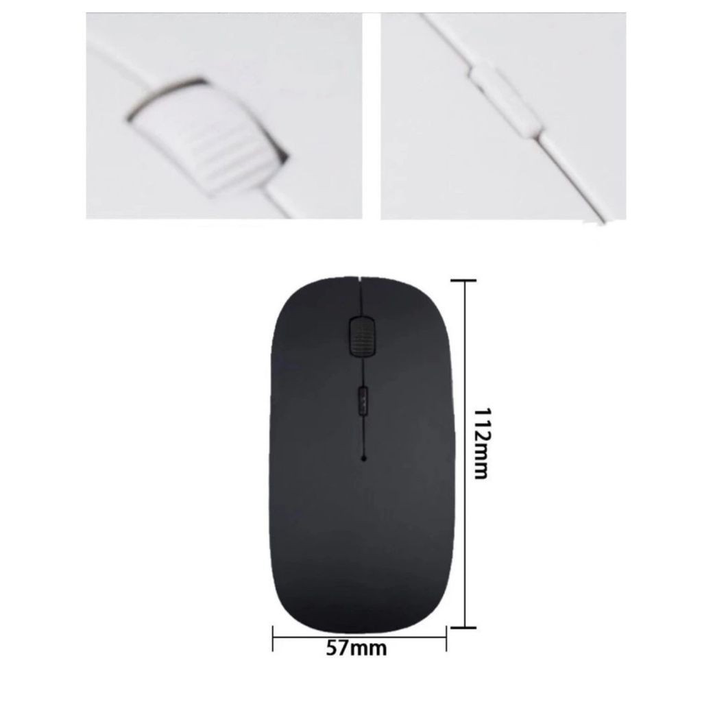Mouse Sem Fio Via Bluetooth Pilha AAA Confortável e Ergonômico Botão Silencioso - detalhe