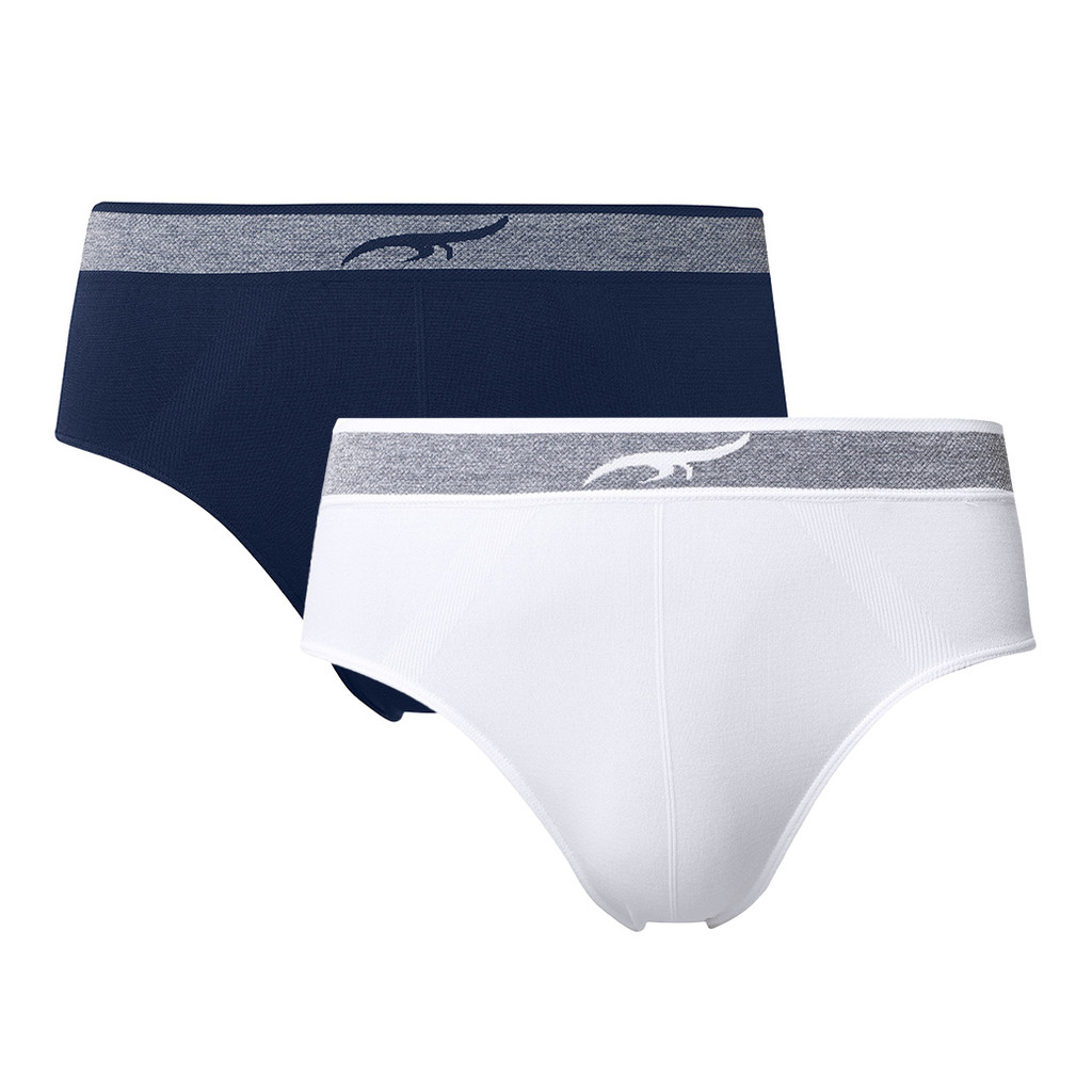 Imagem Kit 2 Peças Cueca Slip sem Costura Branco e Navy Zee Rucci