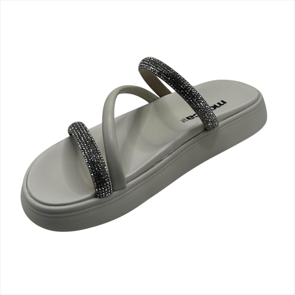 Sandalia Feminina Moleca Papete Strass Confortavel