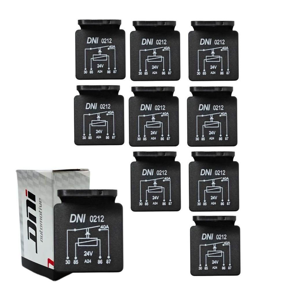 Kit 10 Rele Auxiliar Universal 40a 24v Com Suporte 4 Terminais Uso Geral Caminhões e Onibus DNI 0212 em Oferta na Shopee