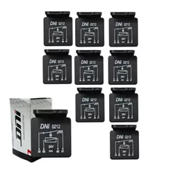 Kit 10 Rele Auxiliar Universal Rele Universal 40a 24v Com Suporte 4 Terminais Rele Uso Geral Caminhões e Onibus DNI 0212
