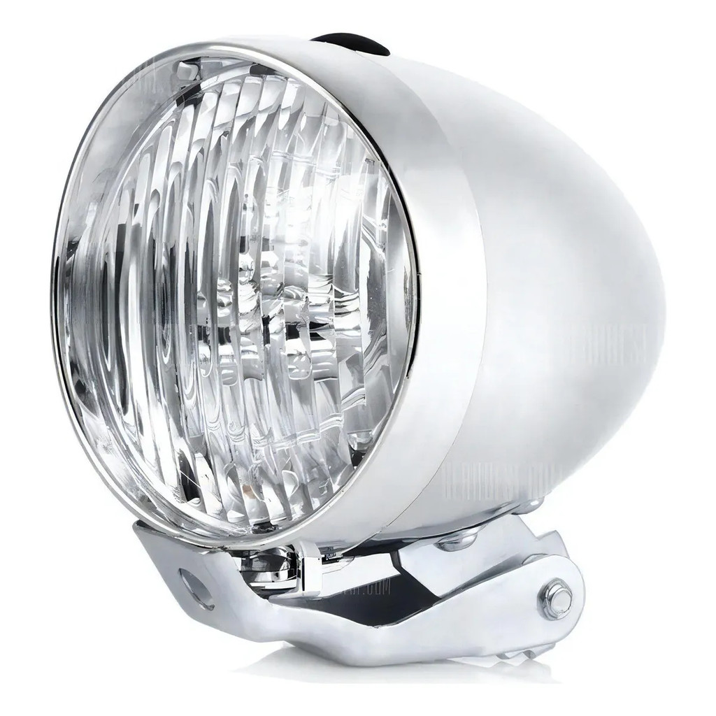Farol de Bicicleta Retrô Vintage Absolute Cromado C/3 leds em Oferta na Shopee