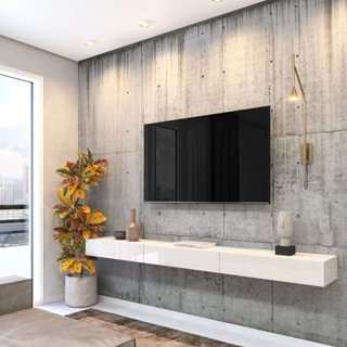 Rack Suspenso para TV até 75 Polegadas 200cm 3 Portas MDF Off White Dior Off White em Oferta na Shopee