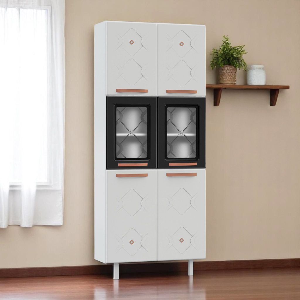 Paneleiro Duplo de Aço com Vidro Mirage New Telasul Branco/Preto em Oferta na Shopee
