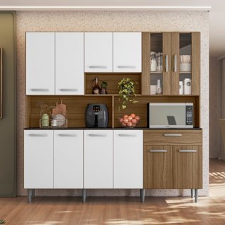 Armário para Cozinha 12 Portas 1 Gaveta Clara Yescasa Carvalho/Branco em Oferta na Shopee