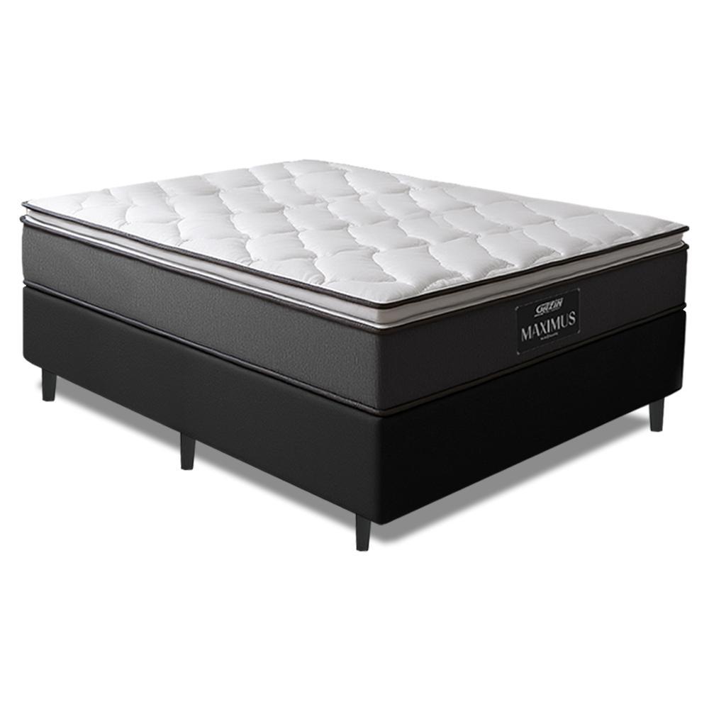 Cama Box Casal King Gazin Colchão Molas Ensacadas Pillow Top Maximus 193x203x66cm Cinza/Preto em Oferta na Shopee
