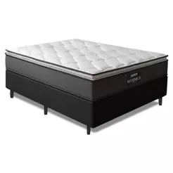 Cama Box Casal King Gazin Colchão Molas Ensacadas Pillow Top Maximus 193x203x66cm Cinza/Preto