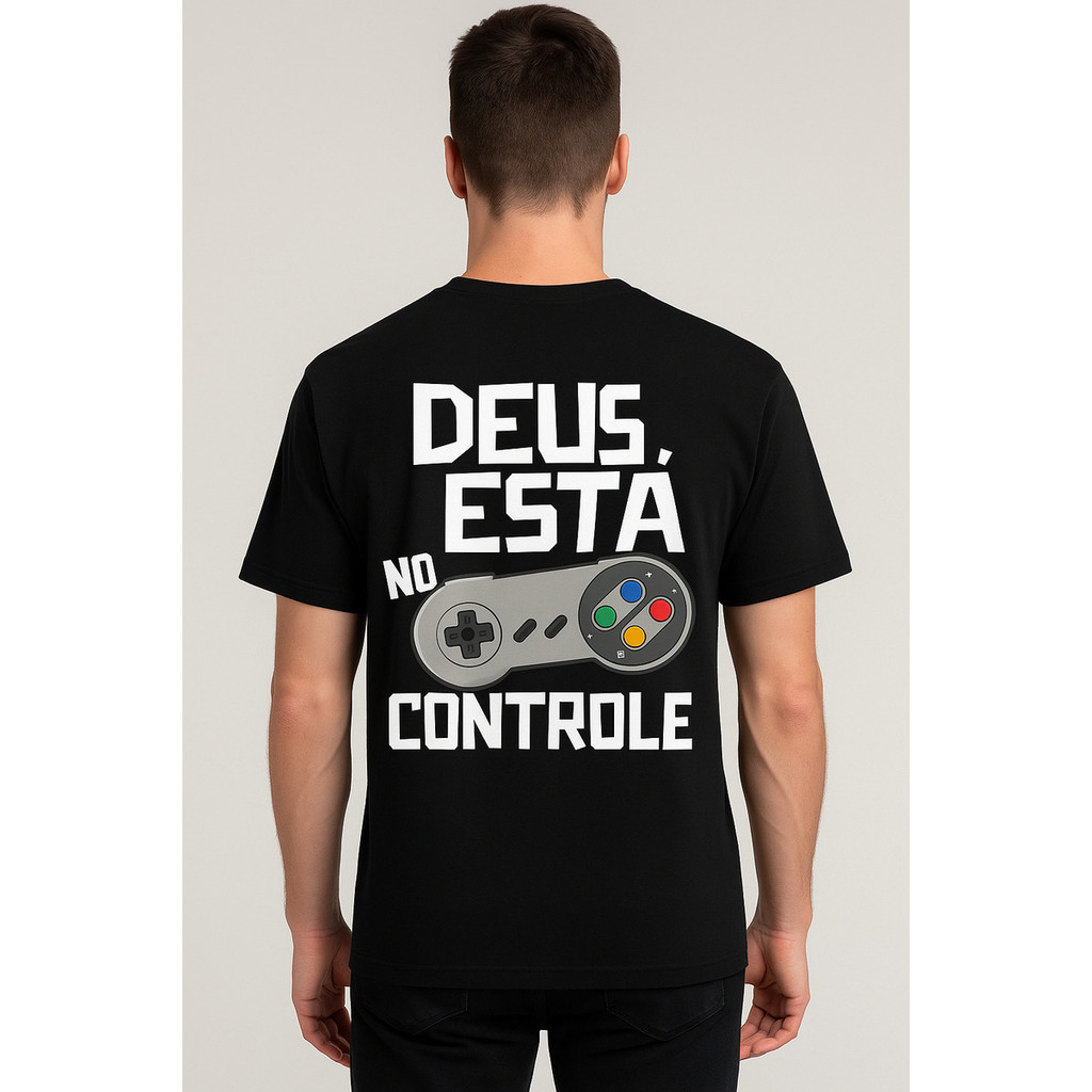 Camiseta T-shirt Estampa Religiosa Deus Está No Controle