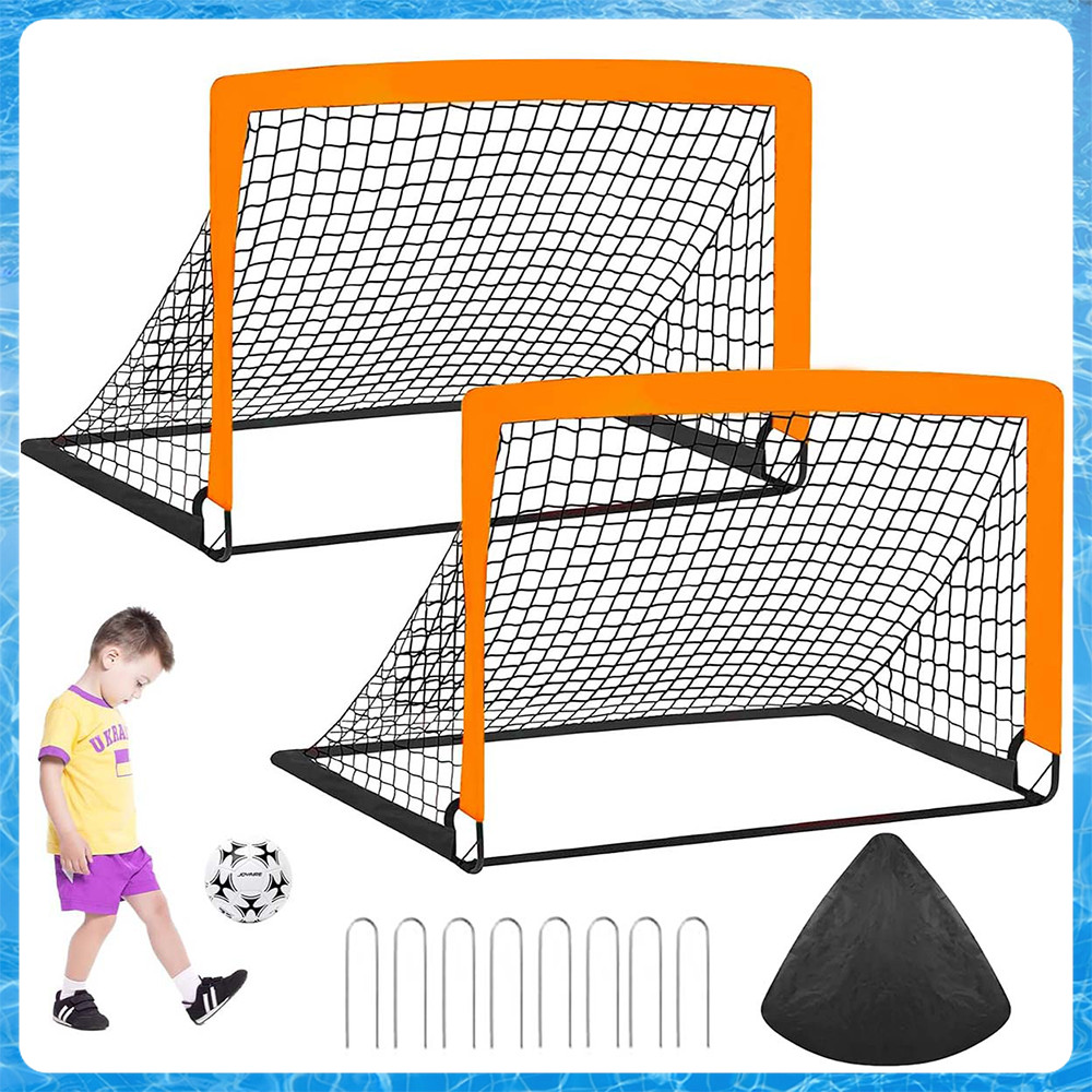 2 peças Rede de gol de futebol portátil para crianças, conjunto portátil de treinamento futebol interno/externo,Laranja