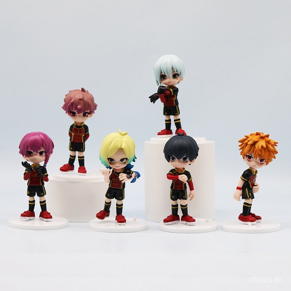 6 Pçs/Set 9cm Anime Bloqueio Azul Isagi Yoichi Nagi Seishiro Bachira Meguru Chigiri Hyoma Kunigami Rensuke Q Versão PVC 