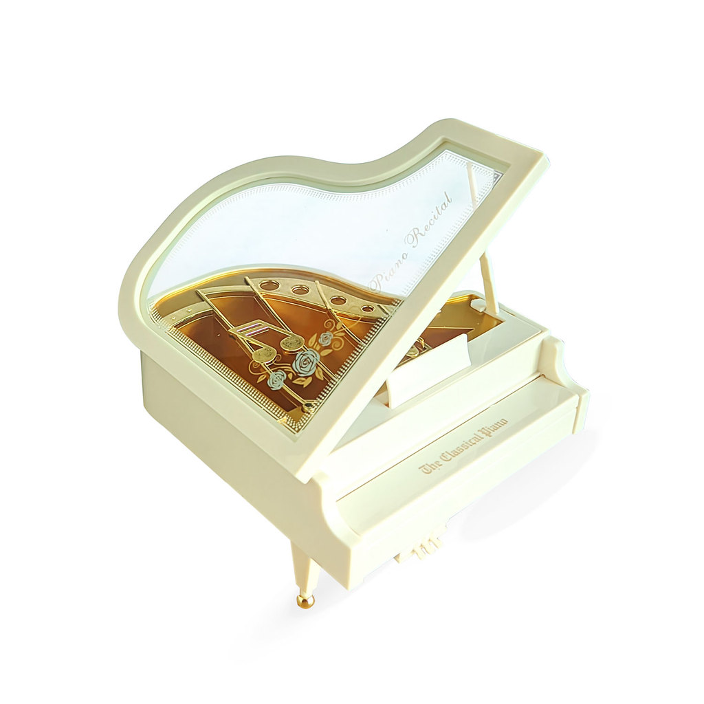 Caixa de Musica Decorativa Modelo Piano Branco Antigo Vintage Compartimento Pequenos Objetos