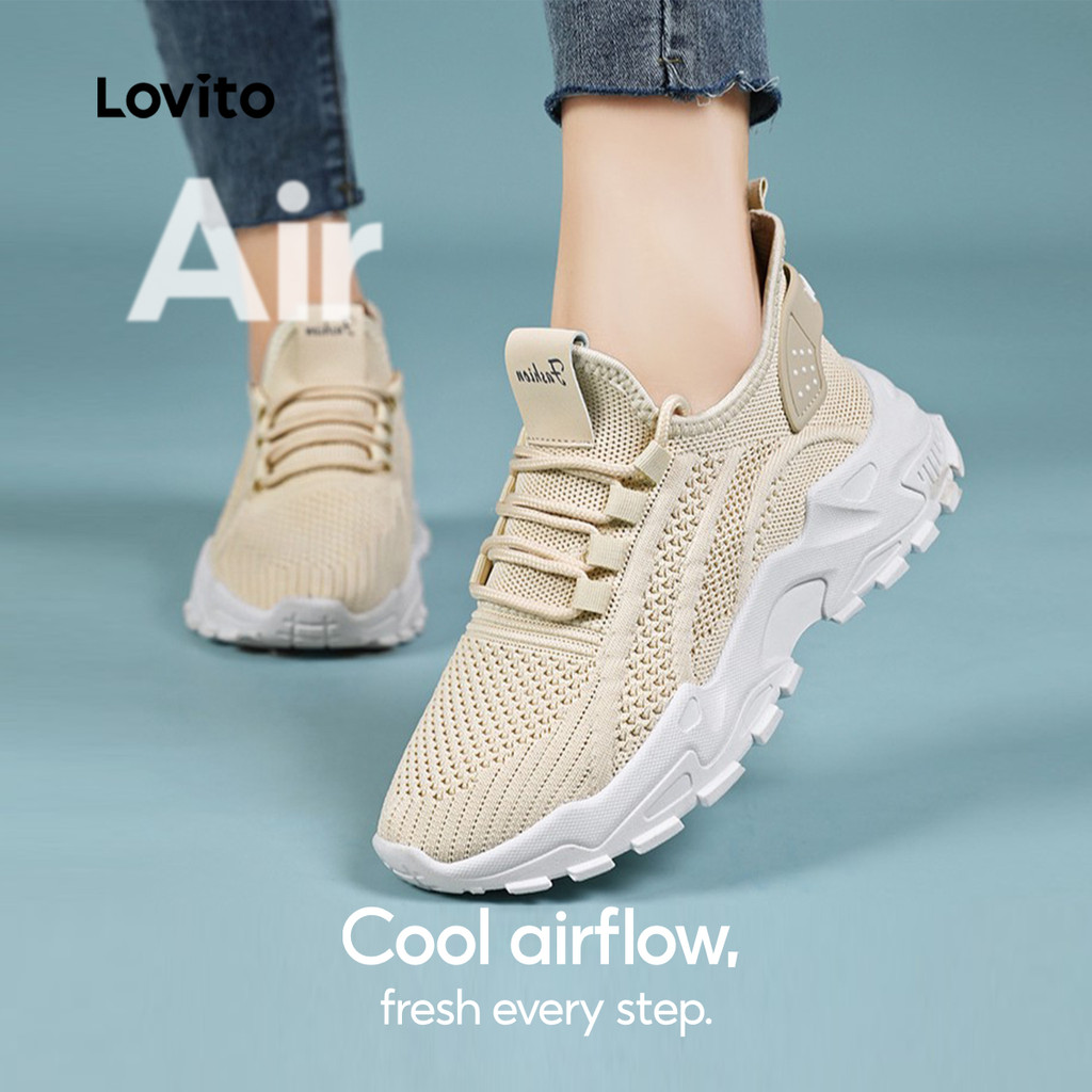 Lovito Tênis Femininos de Malha esportiva LFAS2046 em Oferta na Shopee