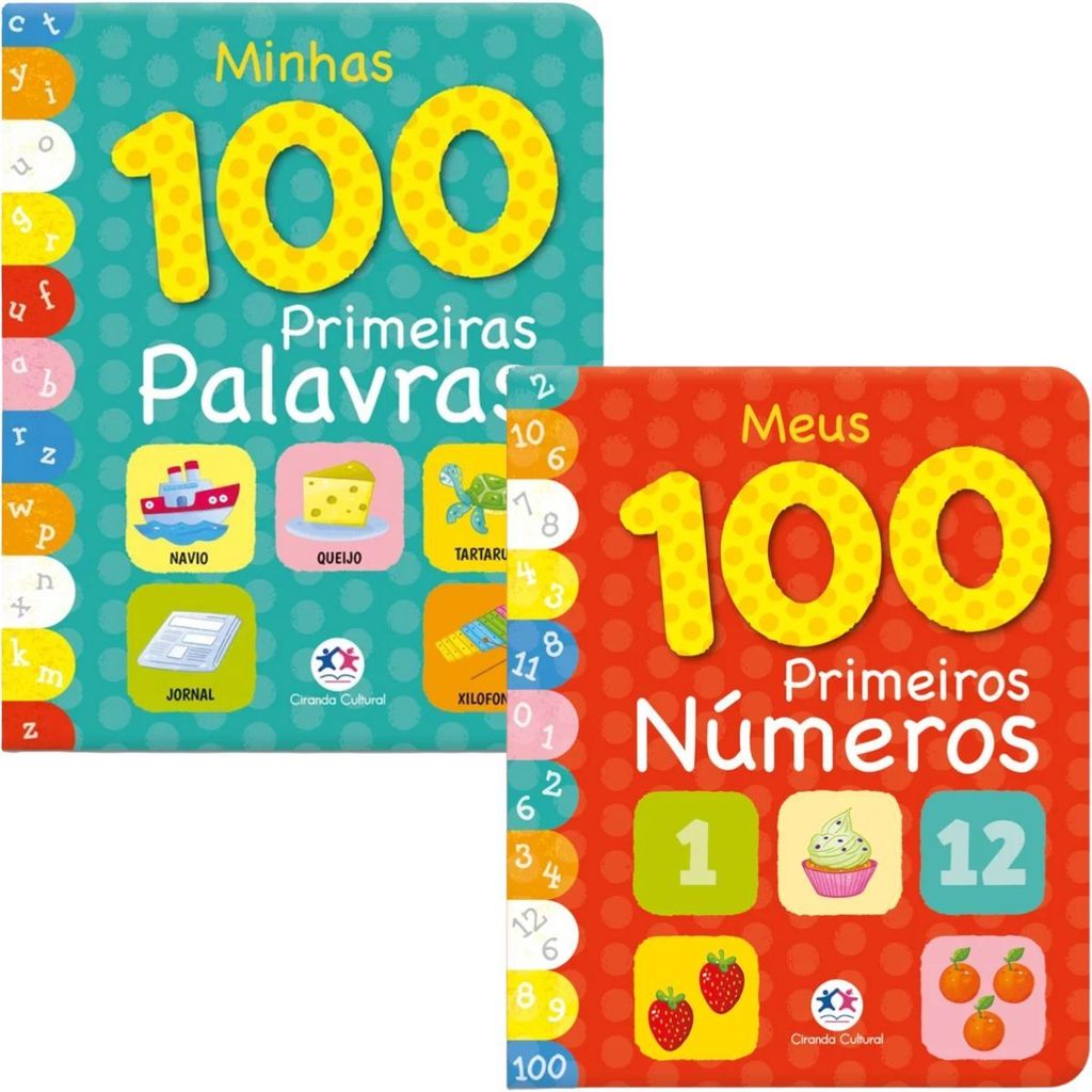 Kit 2 Livros Almofadado | Minhas 100 primeiras palavras + Meus 100 primeiros números