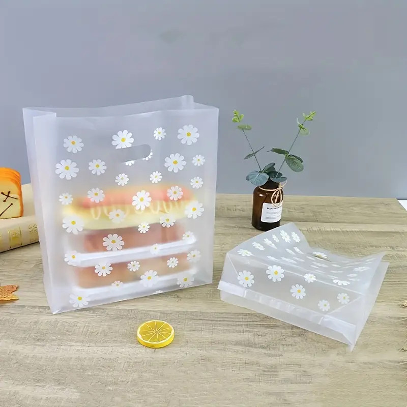 KIT 5/10 Sacos de Presente Reutilizáveis com Margaridas Sacolas Pequenas Transparentes Design Floral Perfeito para Festa em Oferta na Shopee