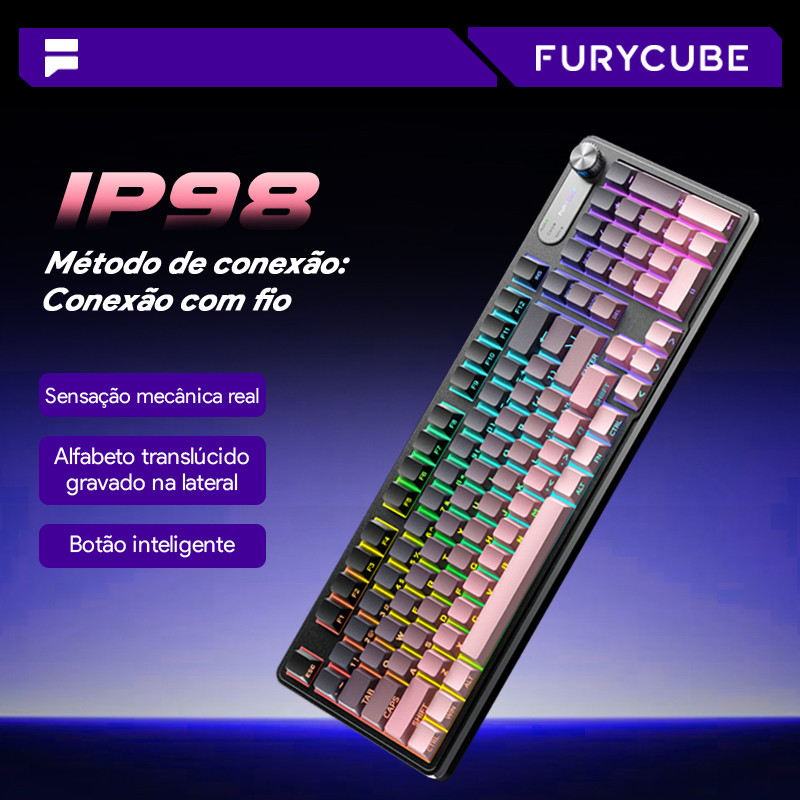 Teclado Membrana Gamer e Escritorioccom fio FURYCUBE IP98 RGB À Prova d'Água em Oferta na Shopee