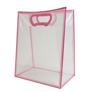 Sacola Transparente Fosca Pvc Alça Plana Rosa Claro - 40x30x12cm - 1 unidade - Cromus - Rizzo em Oferta na Shopee