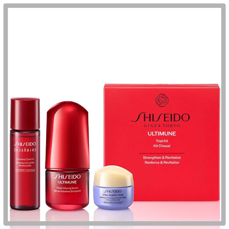 SHISEIDO Ultimune Skincare Trial Kit | Includes 15mL Serum, 30mL Lotion, and 15g Cream | Limited Edition Skincare Set | 
