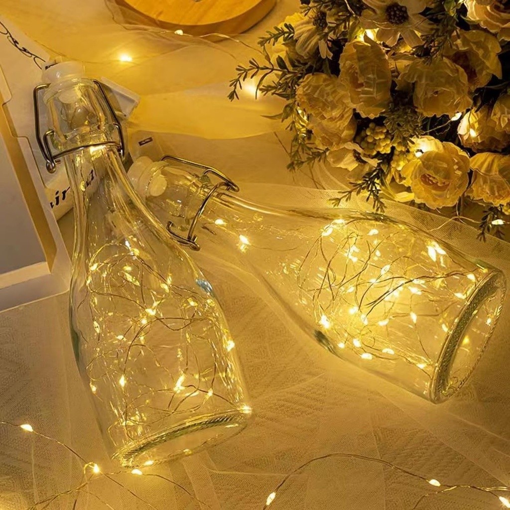 Luzes De Fadas LED De Fio De Cobre De 2M-Mini Cordas De Luz Para Quarto , Casamento , Festa E Decoração De Natal