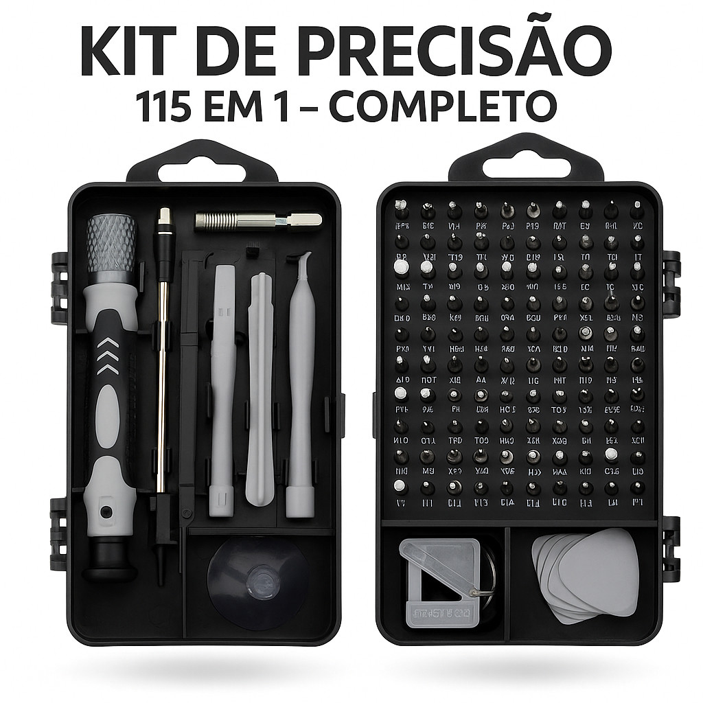 kit Ferramentas Completo 115 Peças Mini Chaves Precisão Multiuso Celular Notebook Tablet Eletrônicos