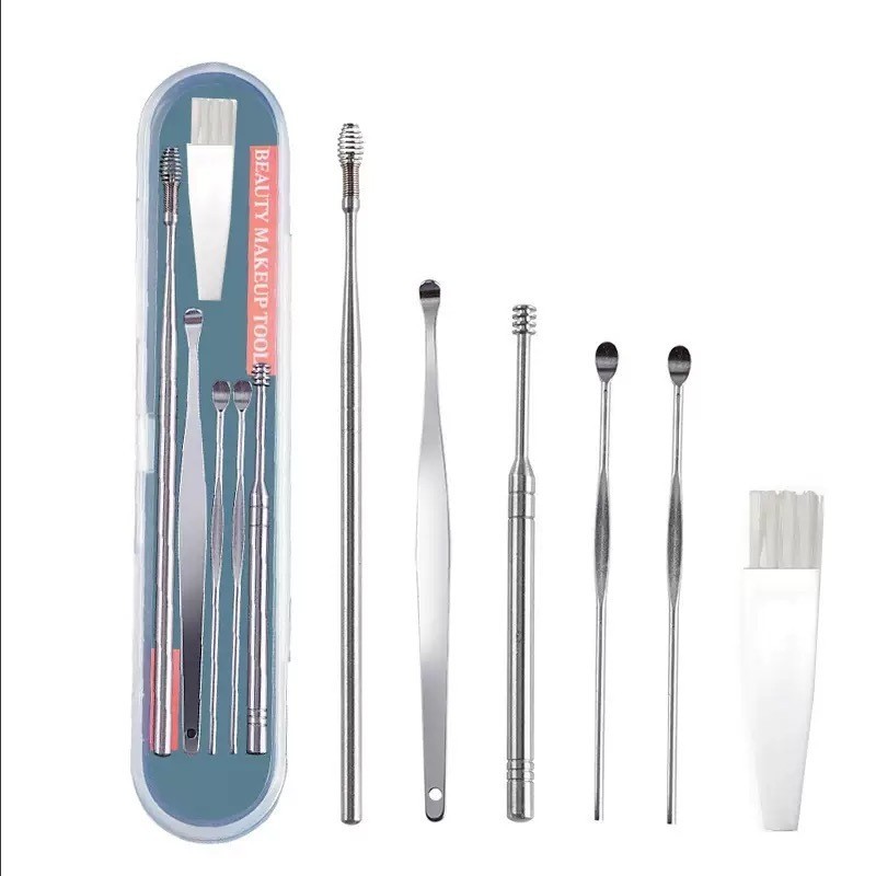 Kit 6 Limpeza De Cera, Removedor De Cera De Ouvido, Limpador De Ouvido Prata