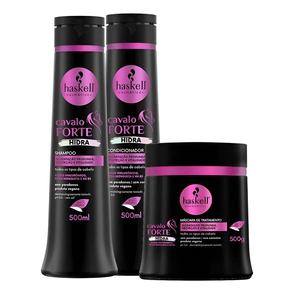 Kit Cavalo Forte Hidra 500g Haskell | 3 Itens