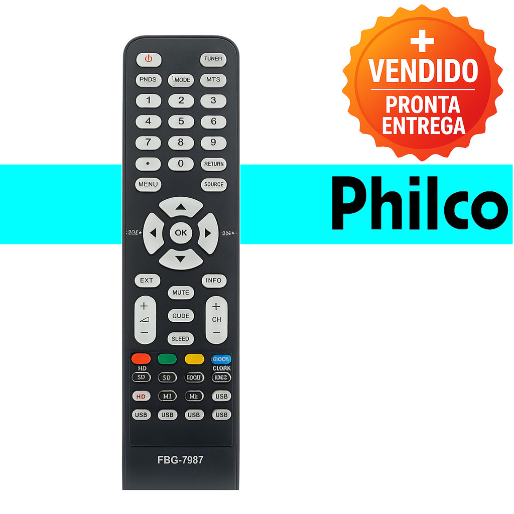 Controle Remoto Compatível com TV Philco LCD LE-7808 Função Completa e Resistente
