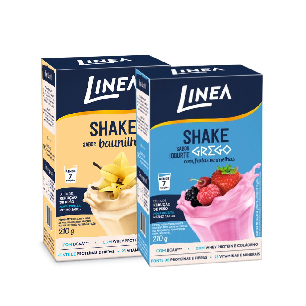 Kit Linha Linea: Shake Baunilha e Shake Frutas Vermelhas de 210g