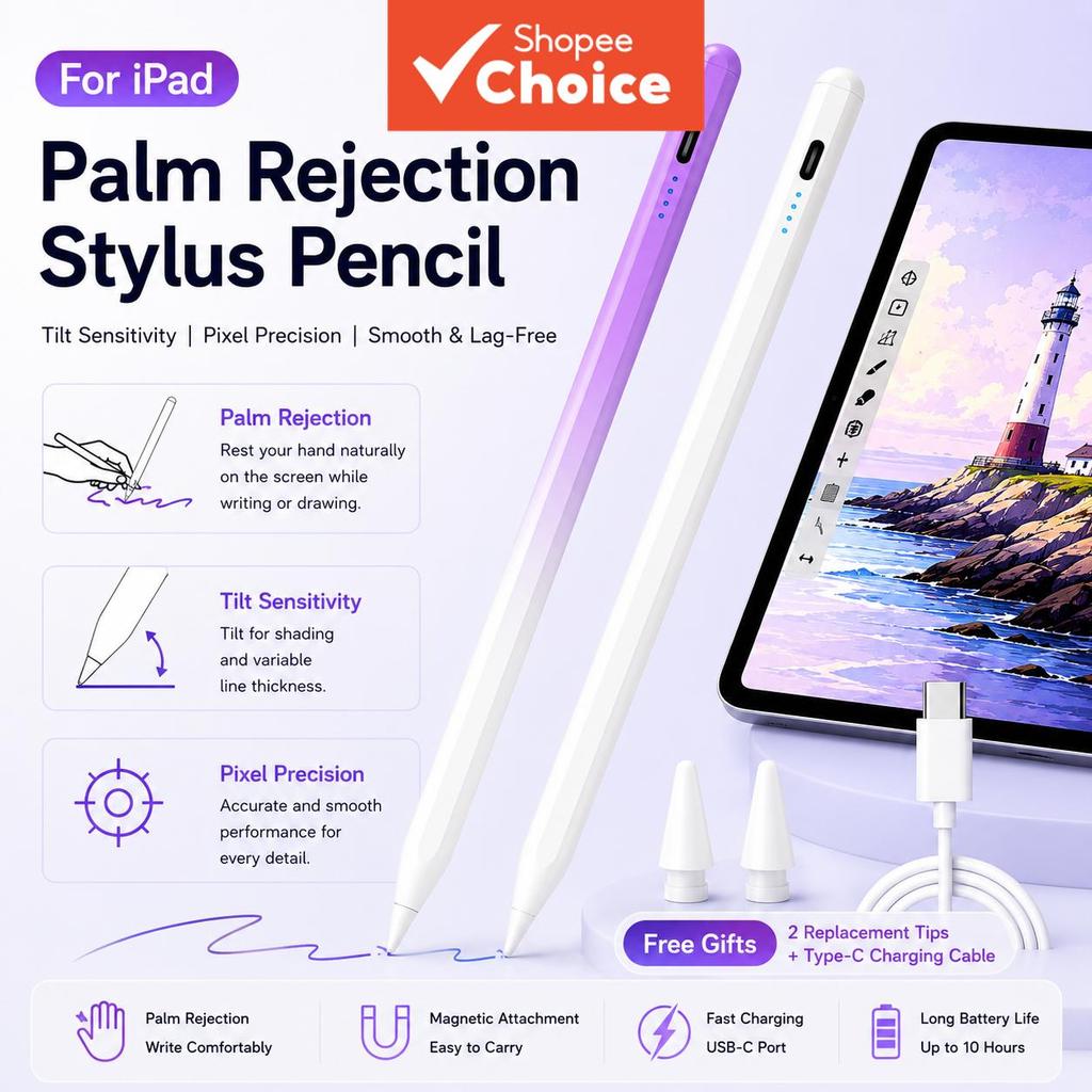 Caneta Stylus de Precisão para iPad, compatível com Apple Pencil, ponta magnétic