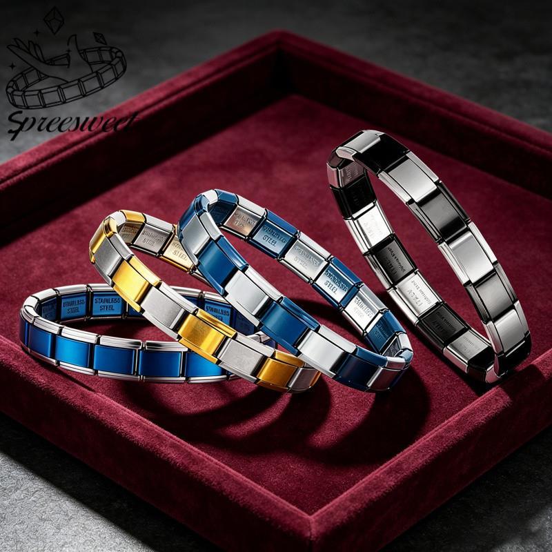 Masculino Feminino Jóias Italiano Elástico Charme Pulseira Moda De Aço Inoxidável