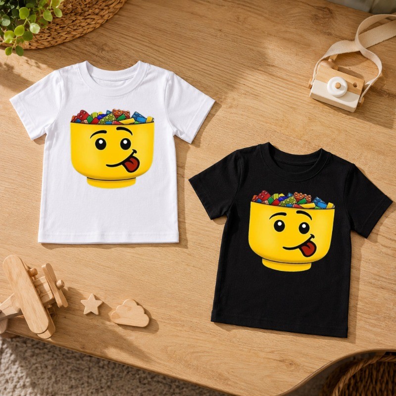 Kit 2 Camisetas Infantis Lego Blusa Divertida Unissex 100% Algodão Confortável Premium Desenho Geek Infantil