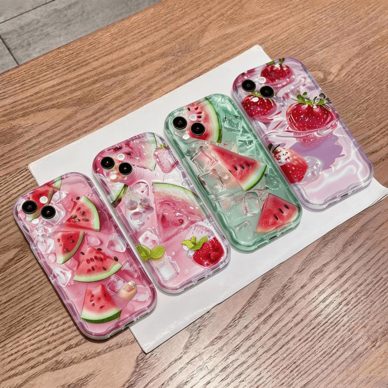 Capa Para Samsung Galaxy S26 Ultra S25 S24 Plus S26FE A17 A06 A07 A16 A56 M16 A36 A55 A15 Verão Frutas Melancia Morango 