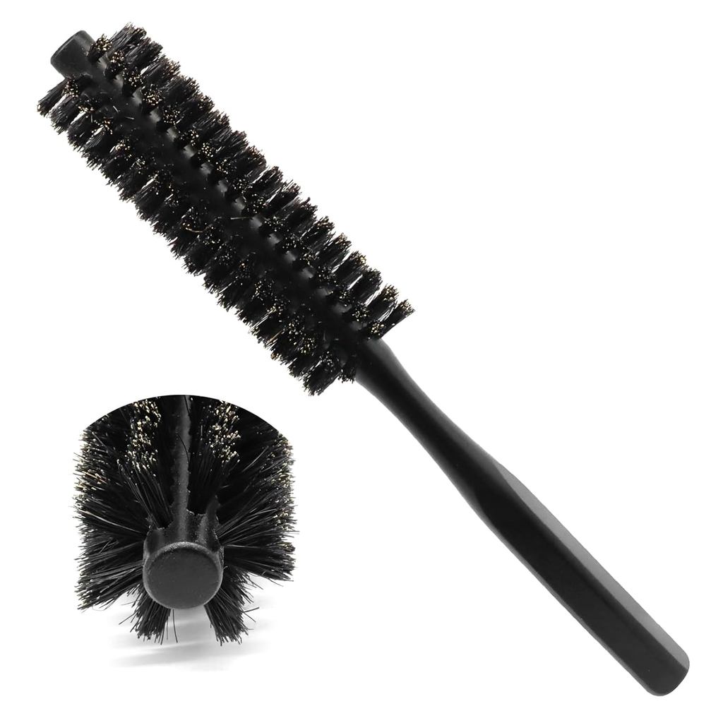 Escova Redonda Pequena para Secagem com Secador, Escova de Cabelo com Cerdas de Javali, Pente Redondo Fino para Modelage