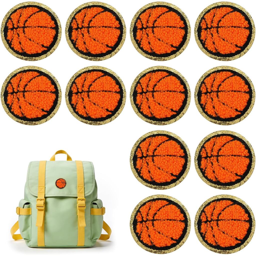 12 Patches de Reparação de Tecido em Chenille, Bordados com Temática Esportiva, para Costurar ou Colar com Ferro, Patche