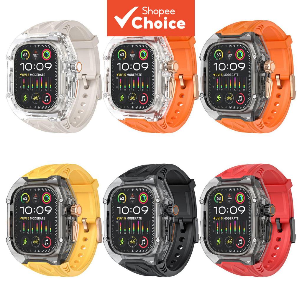 Kit Transparente de Modificação + Alça TPU para Apple Watch Ultra 3 2 49mm Série 11 42mm 44mm 45mm 46mm Acessórios