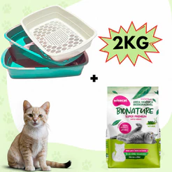 Caixa de Areia Para Gatos + Areia de Gato De Mandioca Natural Biodegradável Wisecat