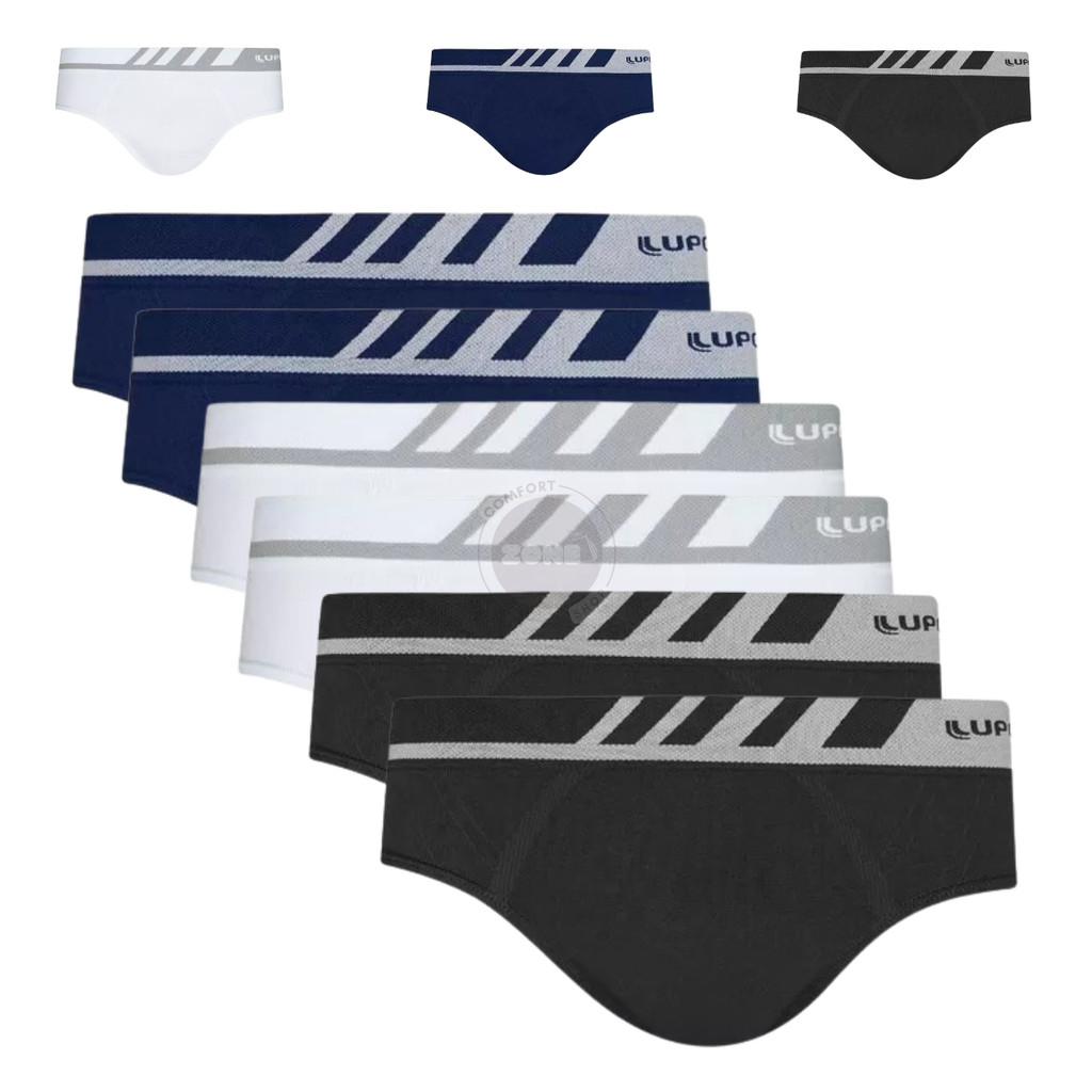 Kit 6 Cuecas Slip Lupo Adulto Microfibra Sem Costura Original Conforto (P ao XG)
