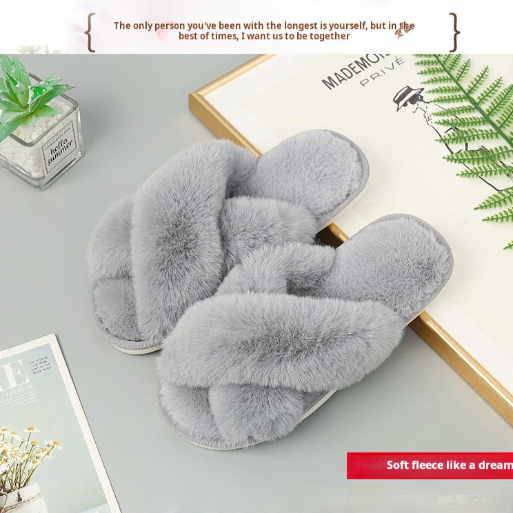 [Para Uso Diário] JS Rex Rabbit Fur Home Slippers/Pantufas Peludas/Interior