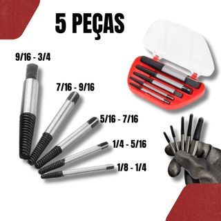 Extrator Removedor De Parafusos com 5 Peças