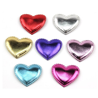50 peças de apliques de almofada macia em formato de coração de PU, 4 * 4,5 cm, para acessórios de cabelo de bebê, presi