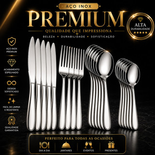 Jogo de Talheres 12/24/36/48 Peças Conjunto Kit Garfo Faca e Colher Prime Cozinha Aço Ino…