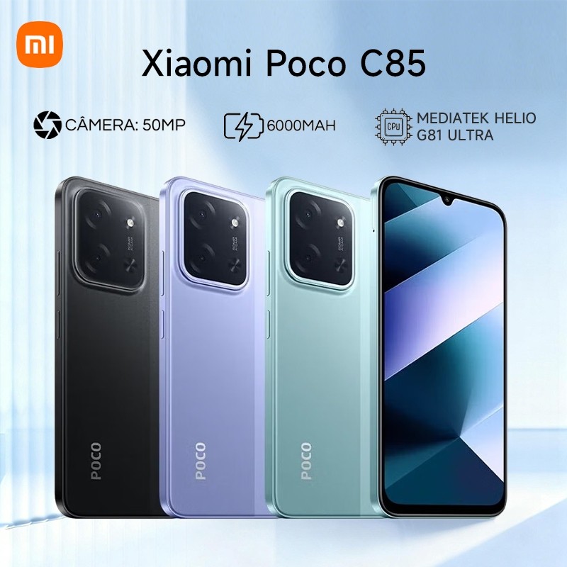 Celular Xiaomi Poco C85 4G 256GB/128GB Versão Global NFC Dual Sim Câmera 50MP Ba