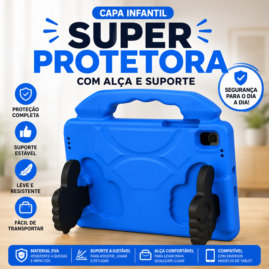 Capa Tablet Mãozinha A8 Samsung Galaxy Infantil Com Alça Envio Imediato