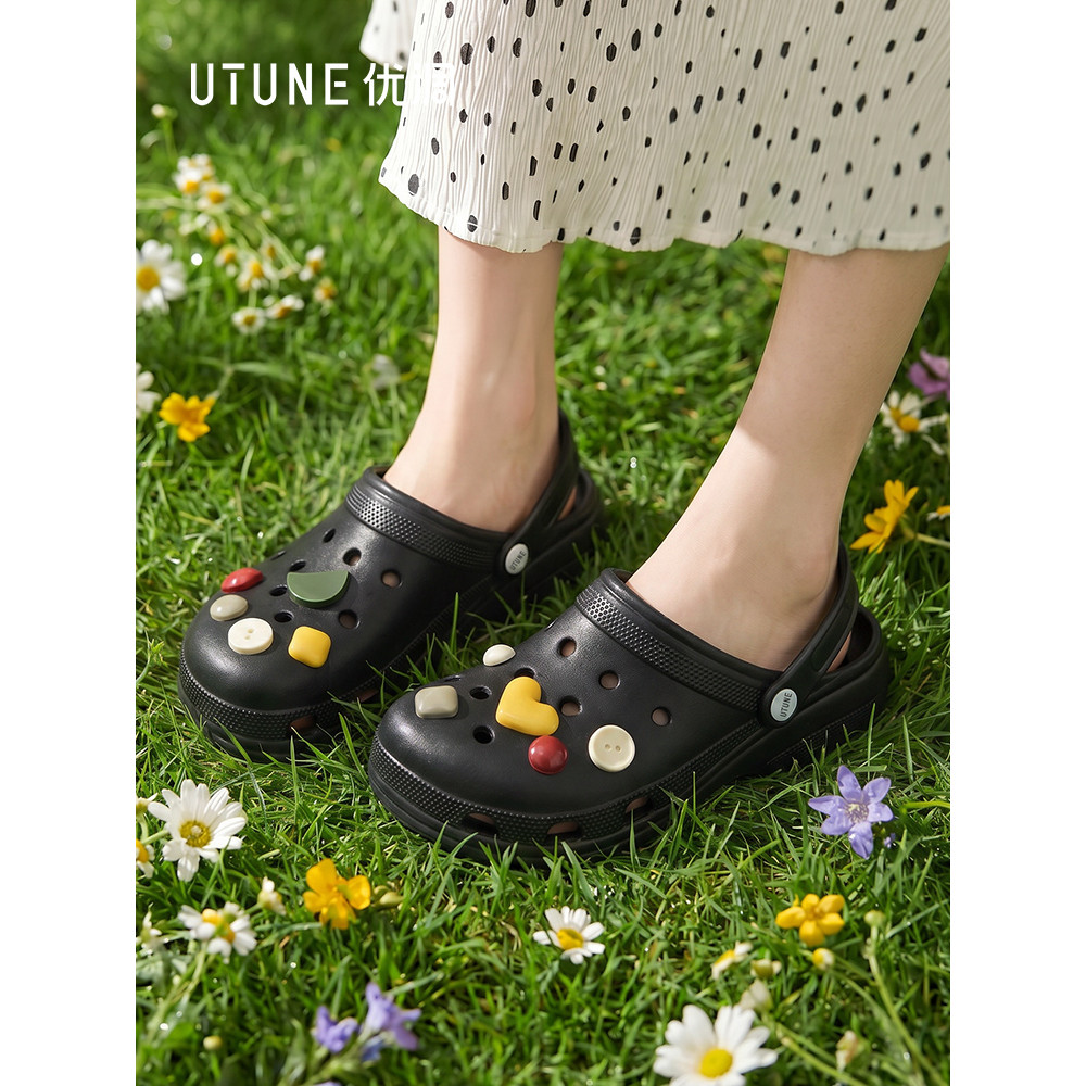 Excelente ajuste nuvem buraco sapatos femininos verão exterior Wear antiderrapante respirável sandálias ocas casal ao ar