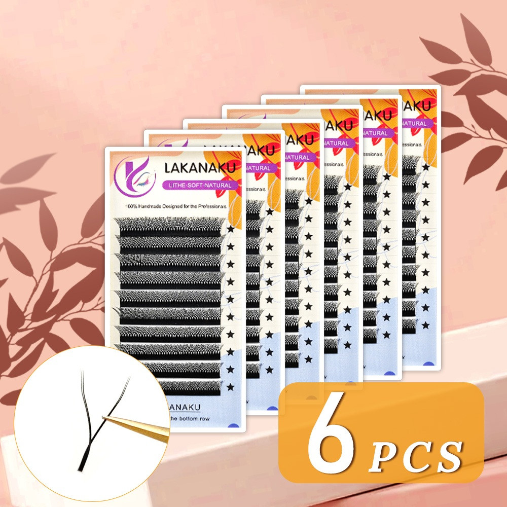 Kit 6 LAKANAKU Y Forma Cílios Volume Ventiladores Cilia E Brasileiro 0.07 D Cilios Natural