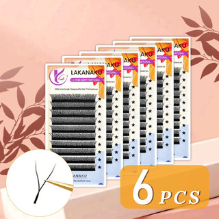 Kit 6 LAKANAKU Y Forma Cílios Volume Ventiladores Cilia E Brasileiro 0.07 D Cilios Natural
